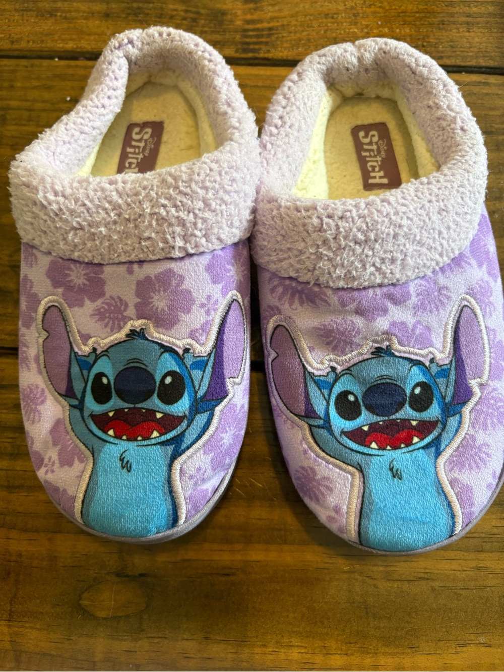 Disney Purple Lilo & Stitch Plush Slip-On Slippers